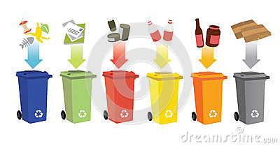 Recycling Bins And Waste Management Stock Vector.