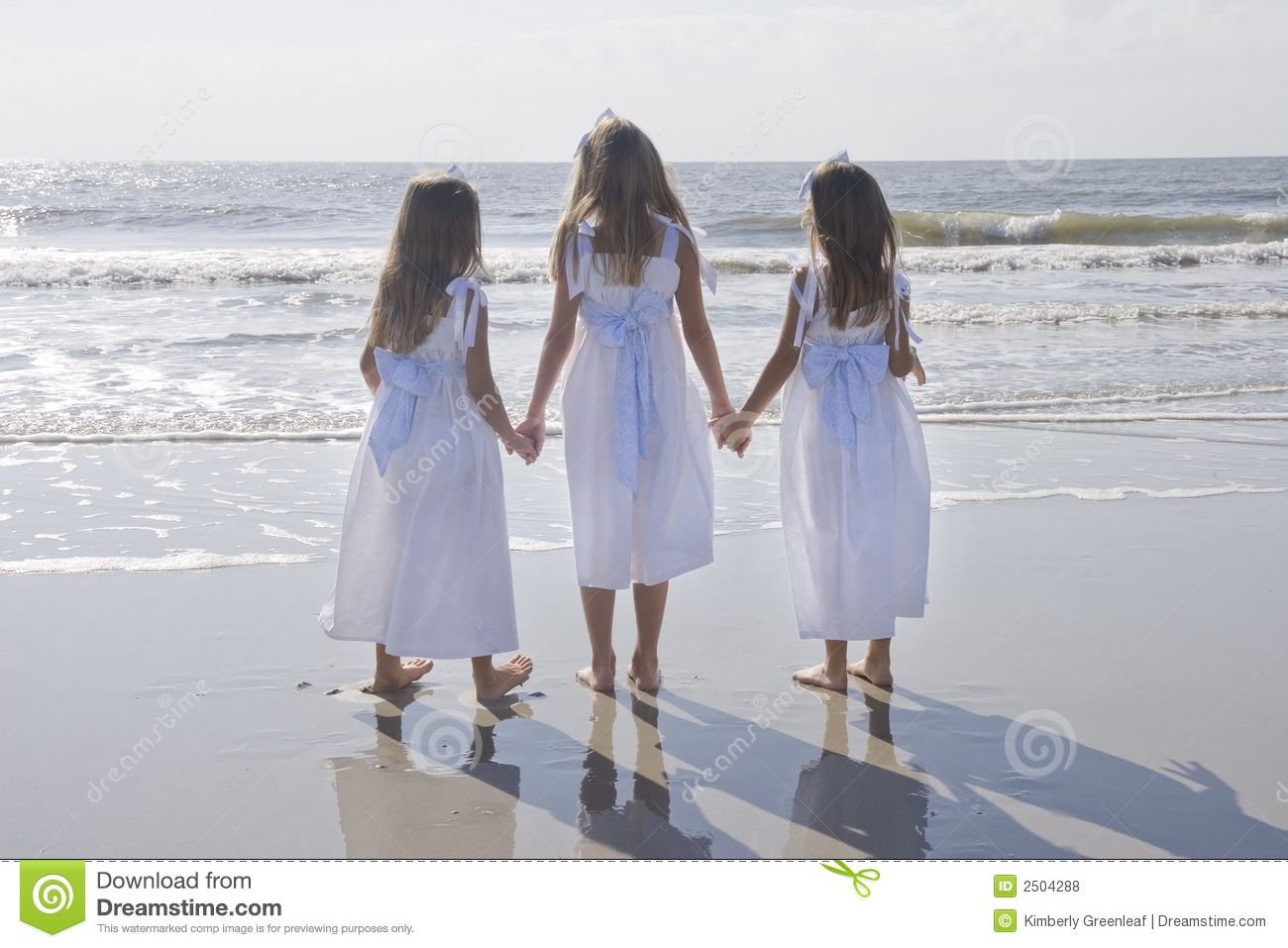 Three Sisters Holding Hands Royalty Free Stock Photos.