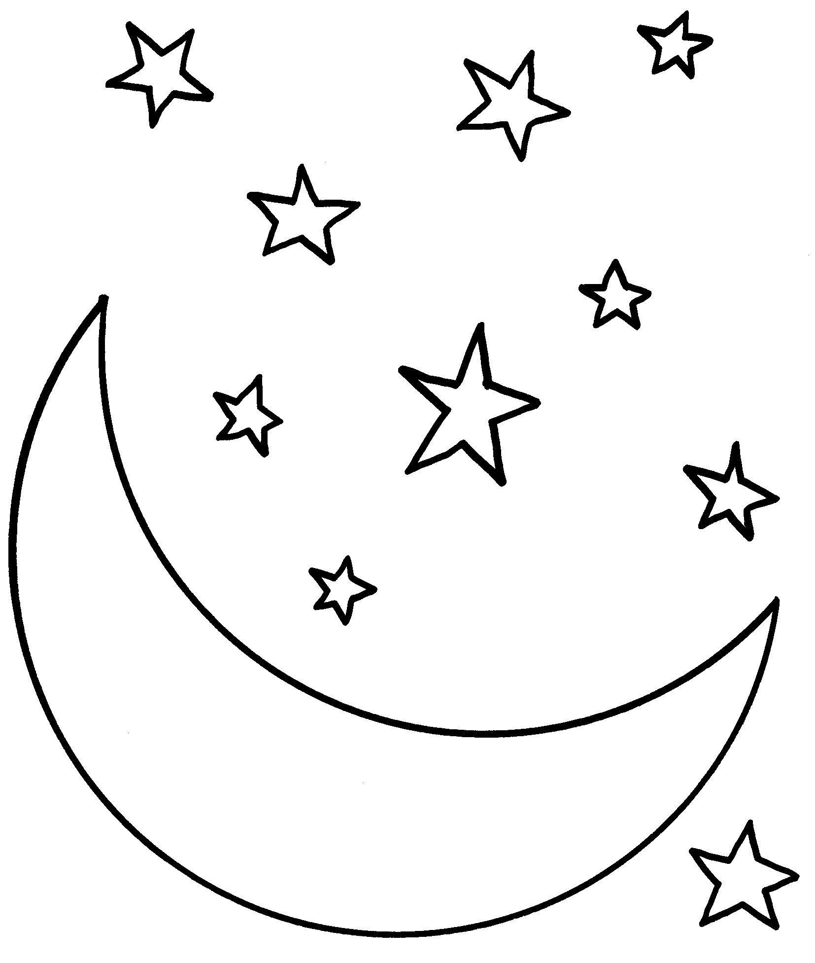 Moon And Stars Coloring Pages Printable.