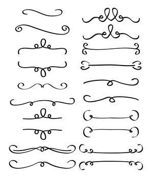 Simple Flourish Dividers, Border Clipart, Flourish Clipart.