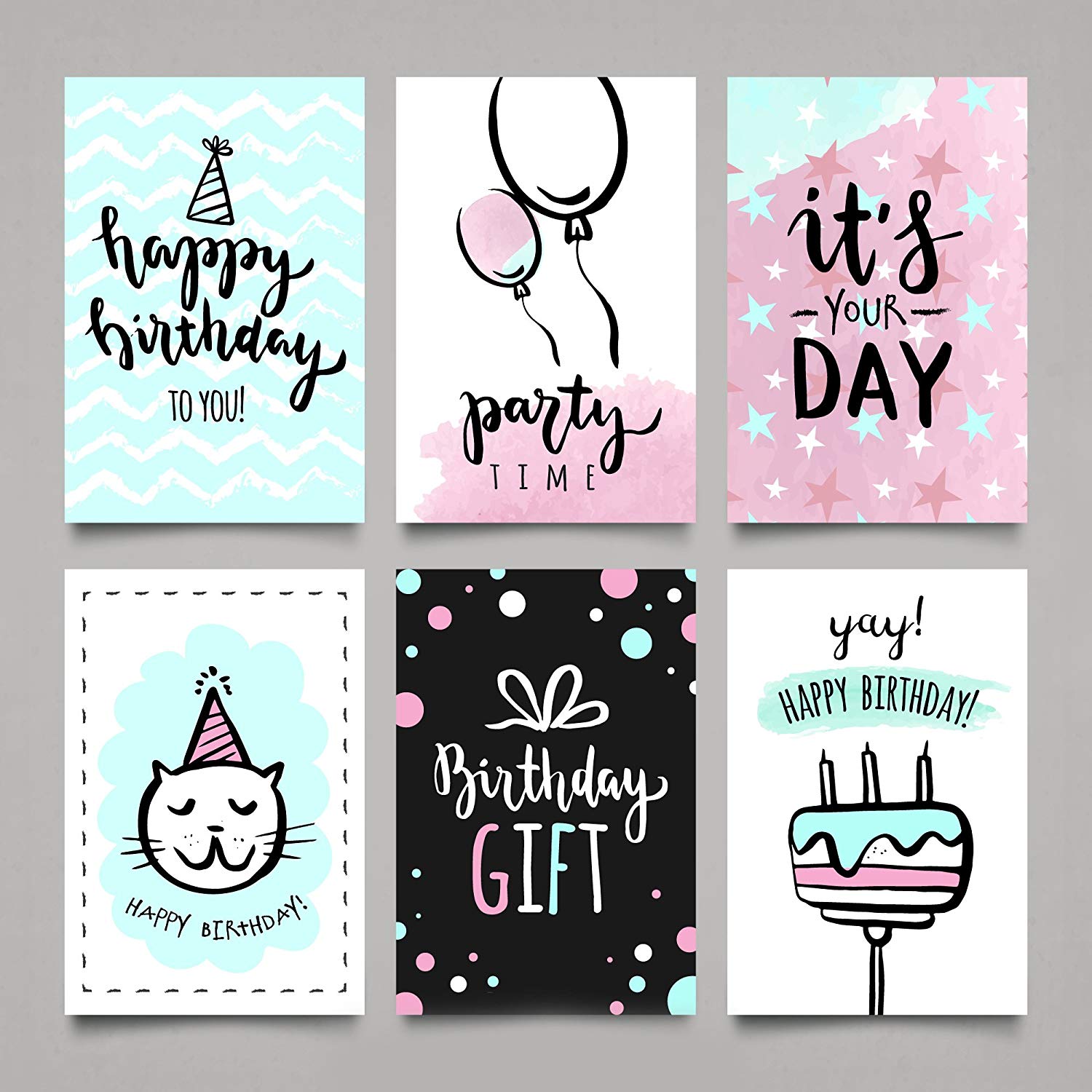 Amazon.com : Print 4 Humans / 30 Pastel Birthday Cards / 6.