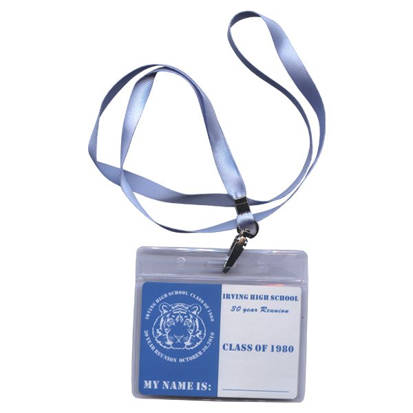 Columbia Blue Lanyard Strings Basic Class Reunion Name Tag with Plastic  Holder.