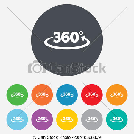 Vector Clip Art of Angle 360 degrees sign icon. Geometry math.