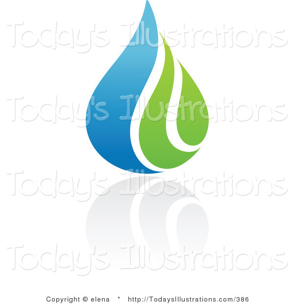 Clipart of a Blue and Green Organic and Ecology Water Drop and.