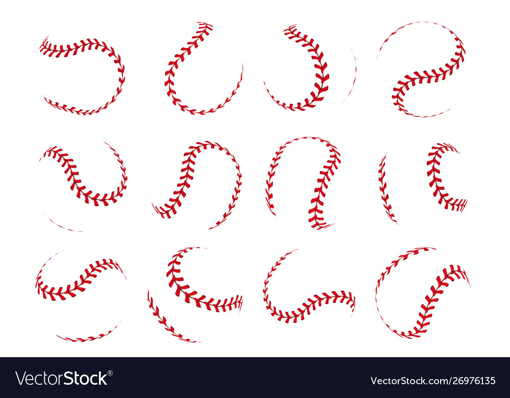 Baseball ball lace spherical softball realistic.