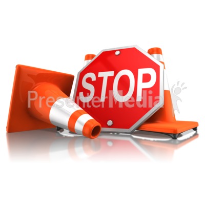 Stop Sign With Traffic Cones.
