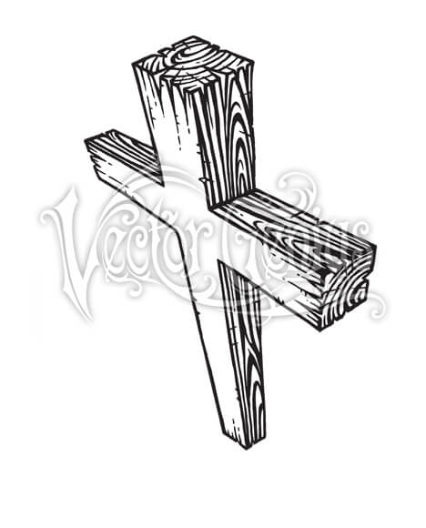 3D Wooden Christian Cross Religious ClipArt.