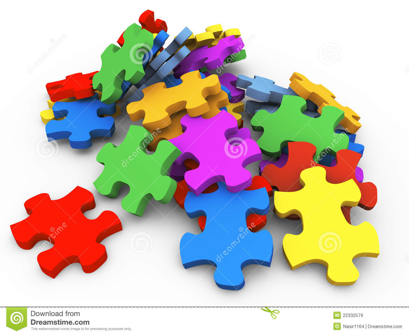 3d Heap Of Puzzle Pieces Royalty Free Stock Images.