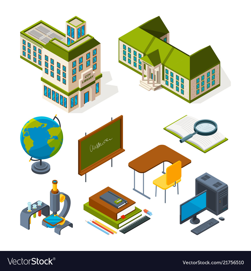 School and education isometric back to school 3d.