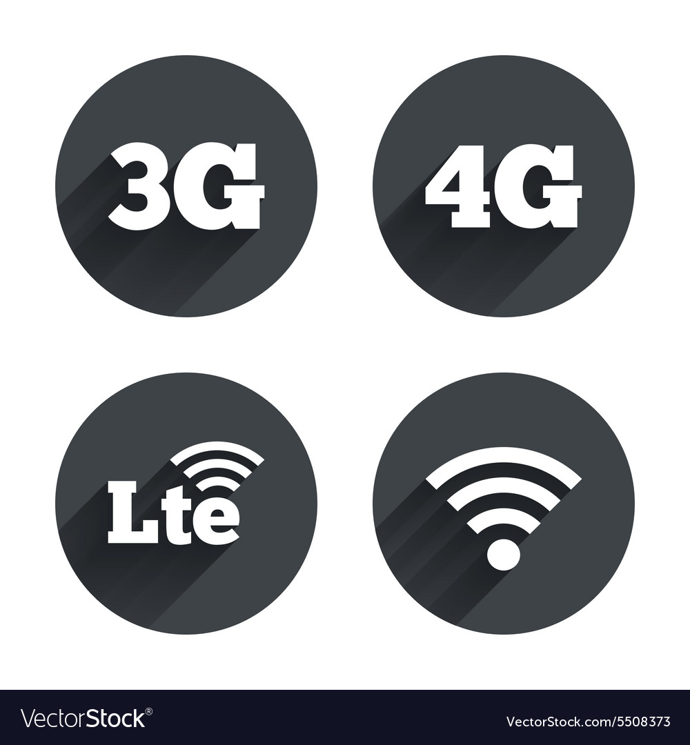 Mobile telecommunications icons 3G 4G and LTE.