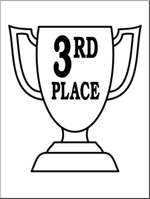 Clip Art: Trophy: Third Place B&W I abcteach.com.