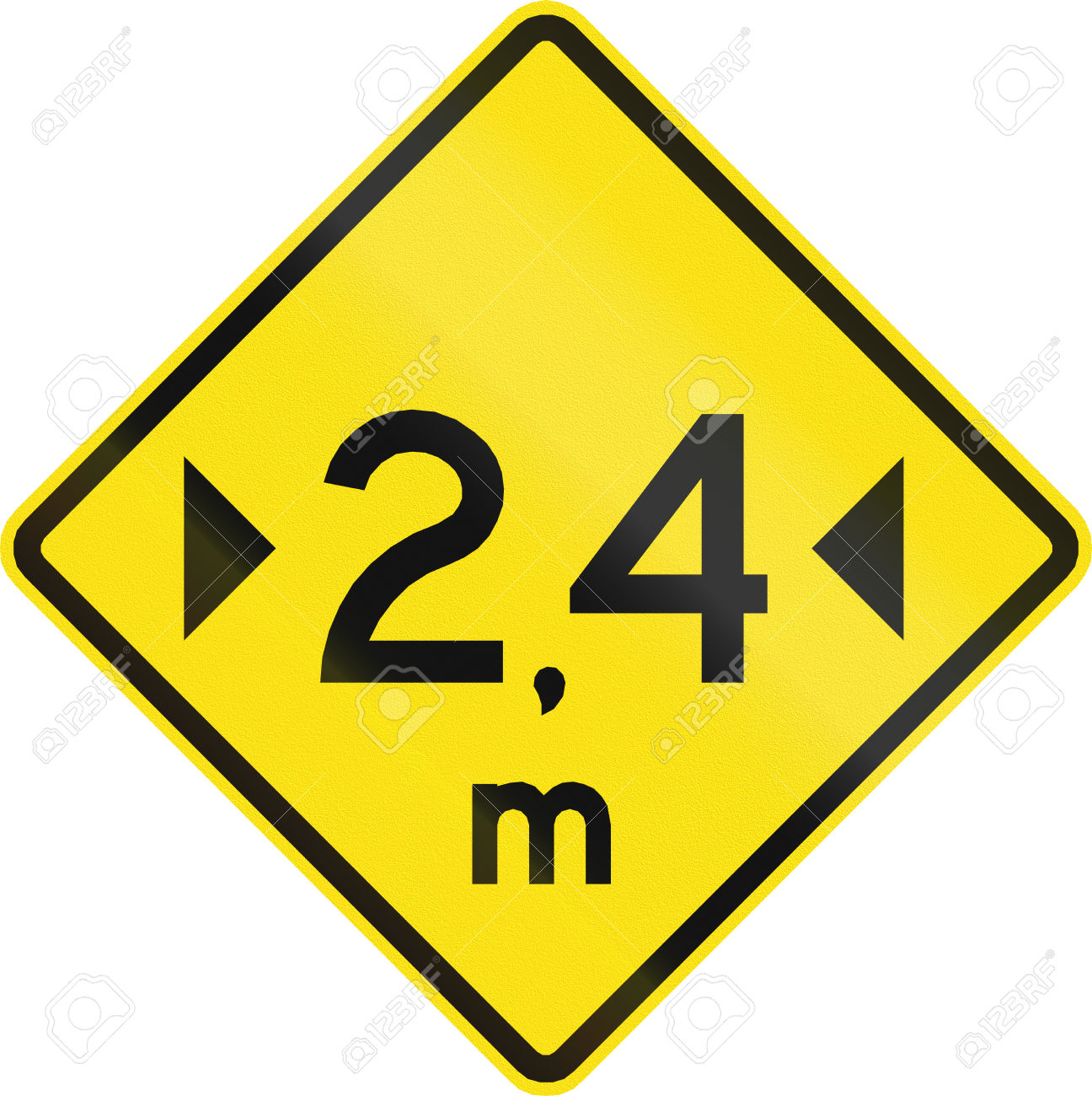 Warning Road Sign In Chile: Width Restriction Ahead (2,4 Meters.