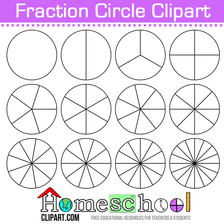 Free Fraction Circle Clipart. Use these to make your own set.