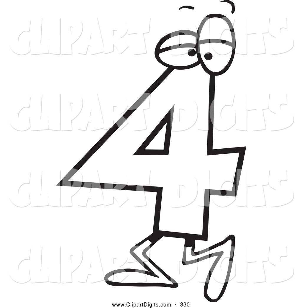 Vector Cartoon Clip Art Of A Black And White Walking Number.