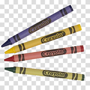Crayons, four crayons transparent background PNG clipart.