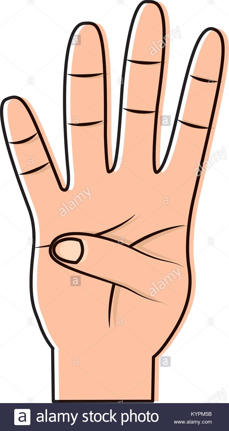 four fingers up hand gesture icon image Stock Vector Art.