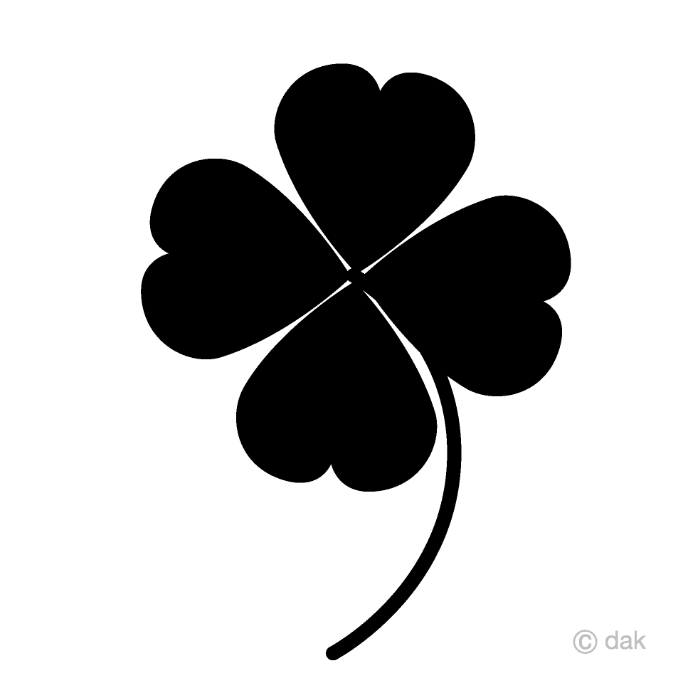 Black and White Four Leaf Clover Clipart Free Picture｜Illustoon.
