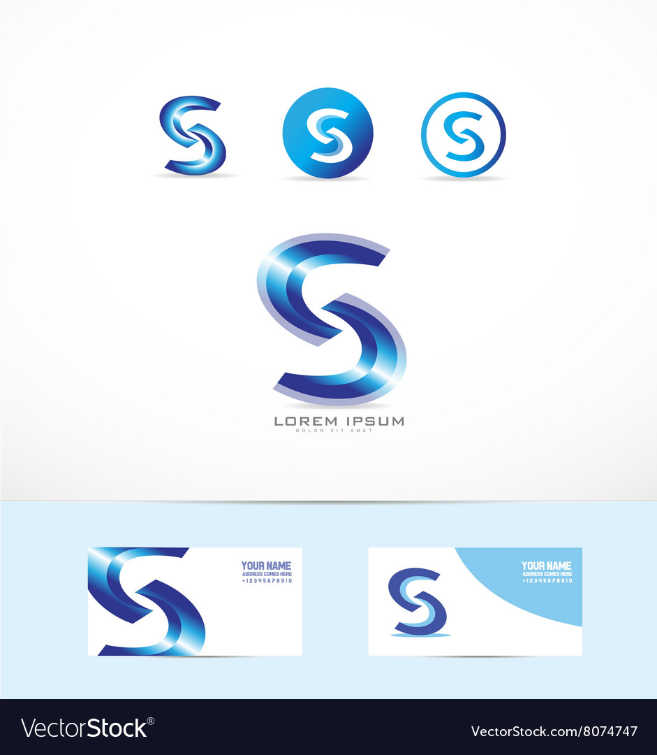 Letter S blue metal logo icon.