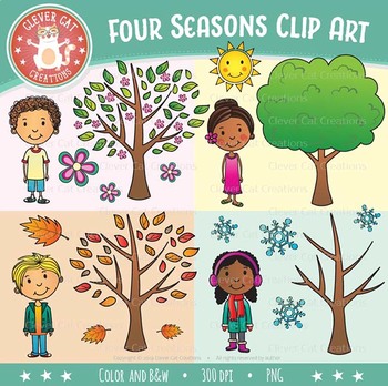4 Seasons Clip Art & Worksheets.