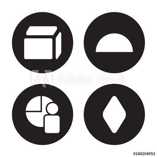 4 vector icon set : Side to side of a cube, Segment.