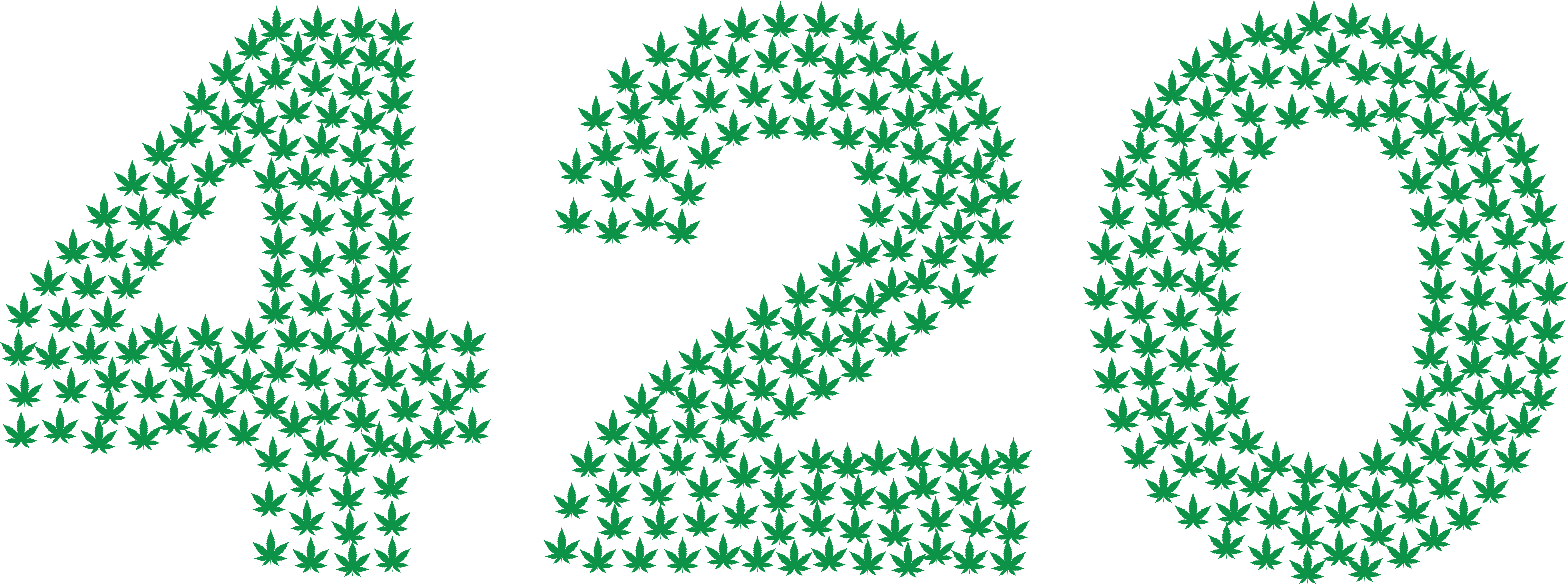 Free Clipart of a 420 design made of green Pot Leaves.