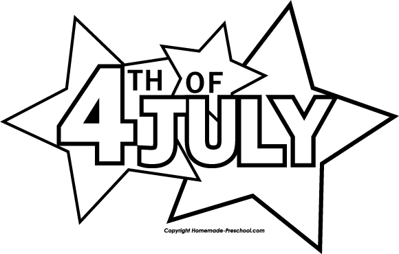 4th of july clipart black and white.