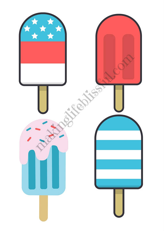 Patriotic Popsicle Printable for 4th of July or Memorial Day.