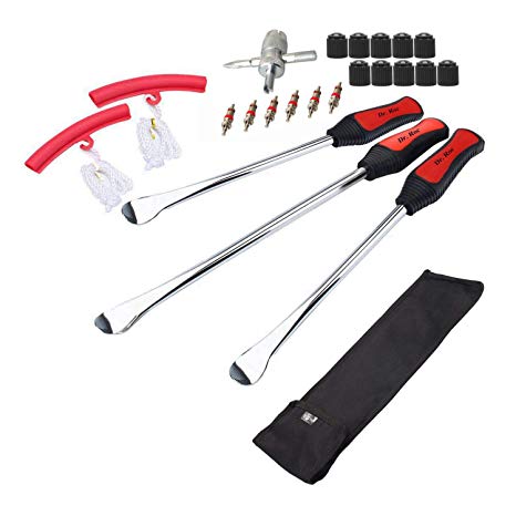 Dr.Roc Tire Spoons Lever Iron Tool Kit Motorcycle Bike Professional Tire  Change Kit with Bag 1pc 14.5 inch and 2pcs 11 inch Tire Spoons and 2 Rim.