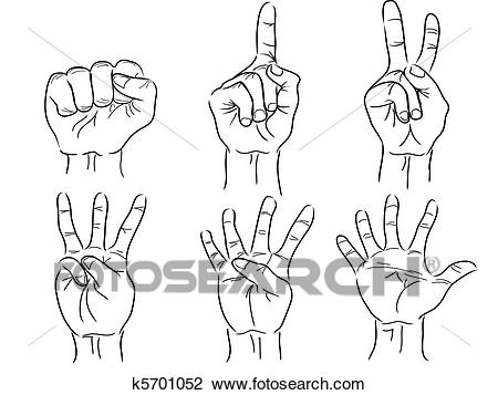 Clipart of hands making the numbers.