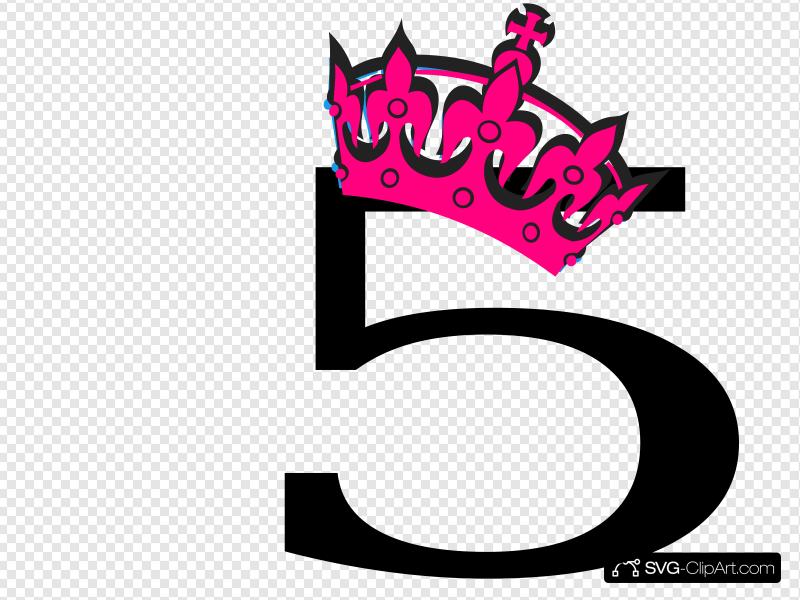 Pink Tilted Tiara And Number 5 Clip art, Icon and SVG.
