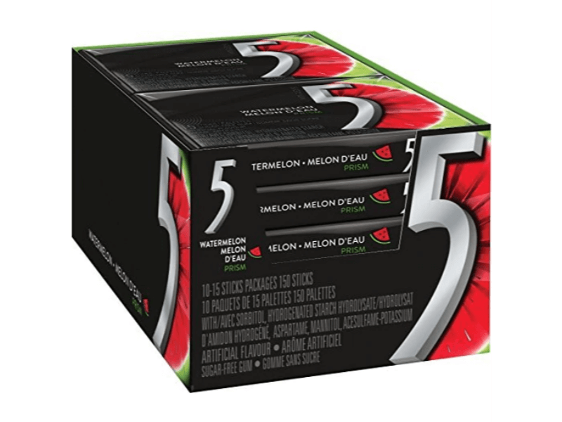 Wrigley's 5 Gum Watermelon Prism Sugar Free.