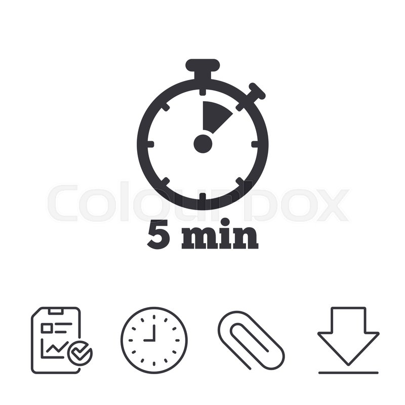 Timer sign icon. 5 minutes stopwatch.