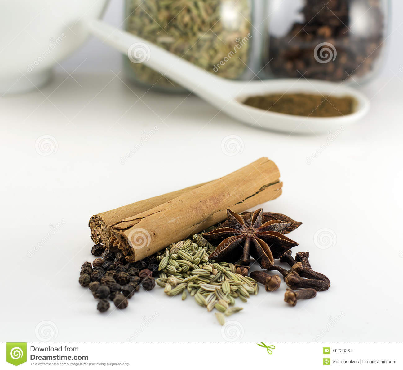 Chinese Five Spice Powder Ingredients Stock Photo. Chinese Five Spice Powder Ingredients Stock Photo.