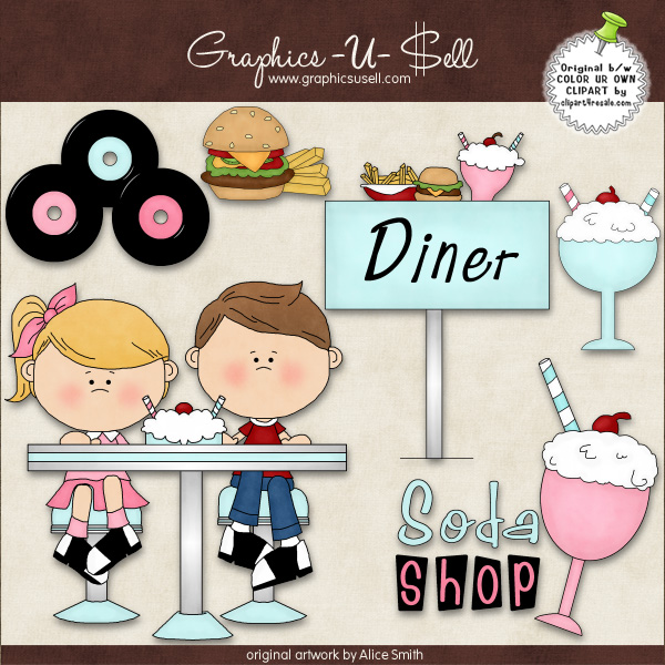 50s Diner 1 ClipArt Graphic Collection.