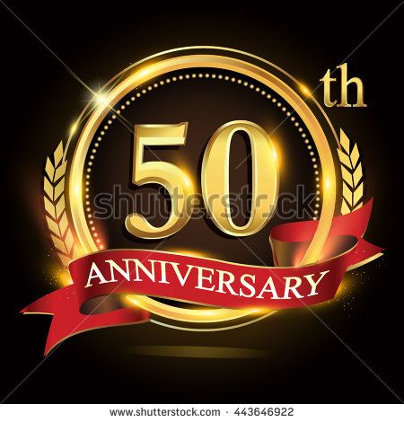 50th golden anniversary logo, 50 years anniversary celebration with.
