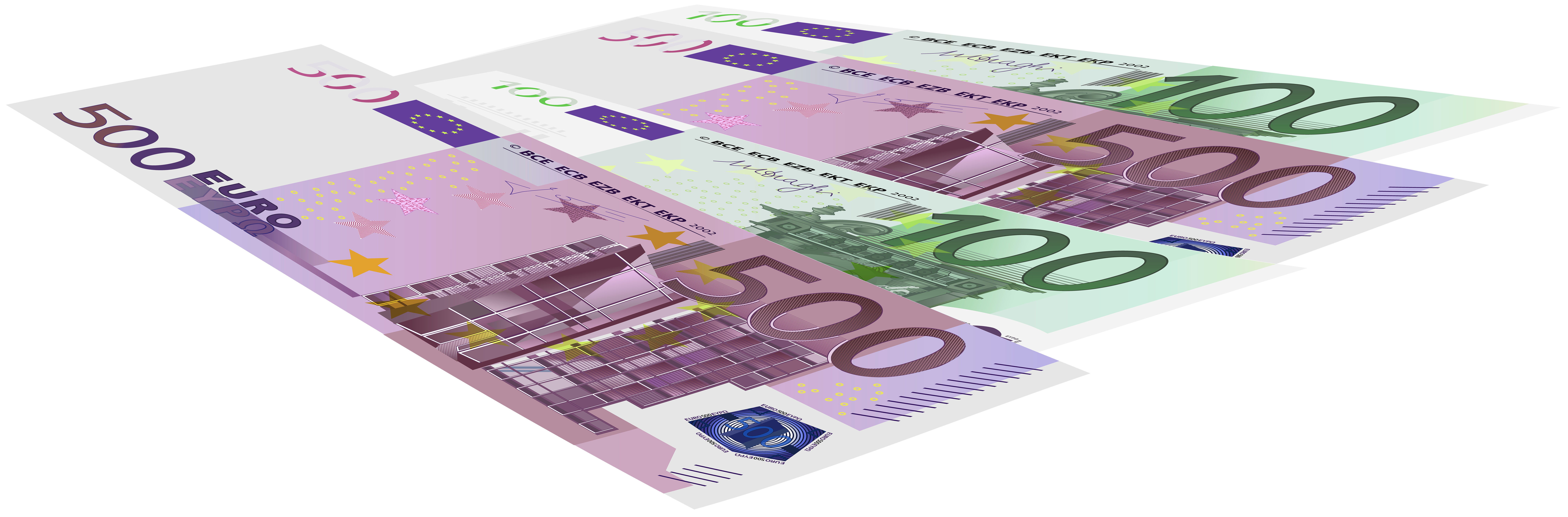 Euro Banknotes PNG Clip Art Image.