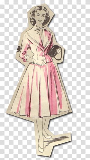 Retro style from s, boy holding ball paper doll transparent.