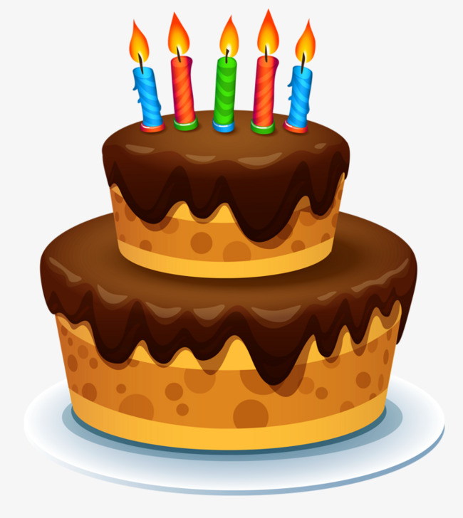 Fifth Birthday Cake, Birthday Clipart, Cake Clipart, Candle PNG.