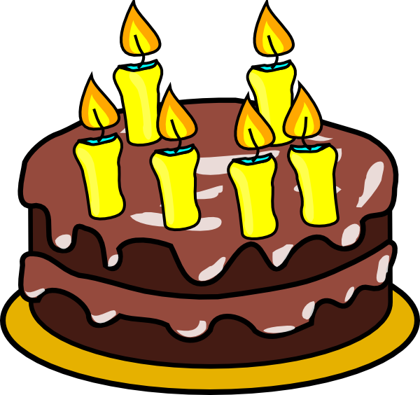 Birthday Cake With 6 Candles Clipart.