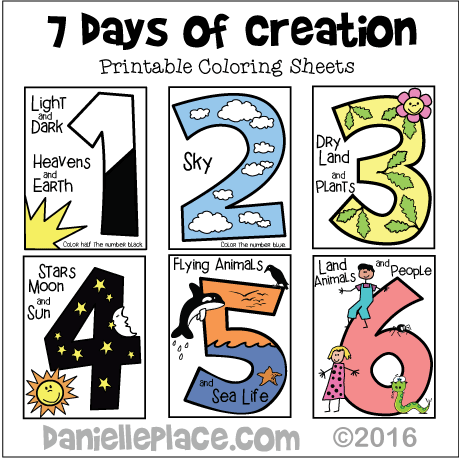 Seven Days of Creation Early Childhood Coloring Sheet for.