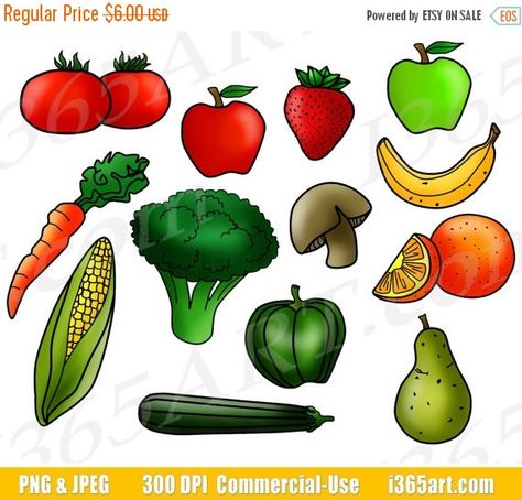 Fruits and Vegetables Clipart, Fruit Clip Art, Vegetable.