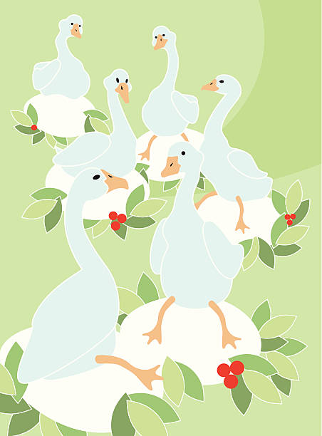 Six Geese A Laying Illustrations, Royalty.