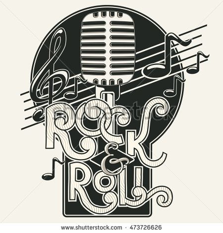 Rock and roll music emblem in 2019.