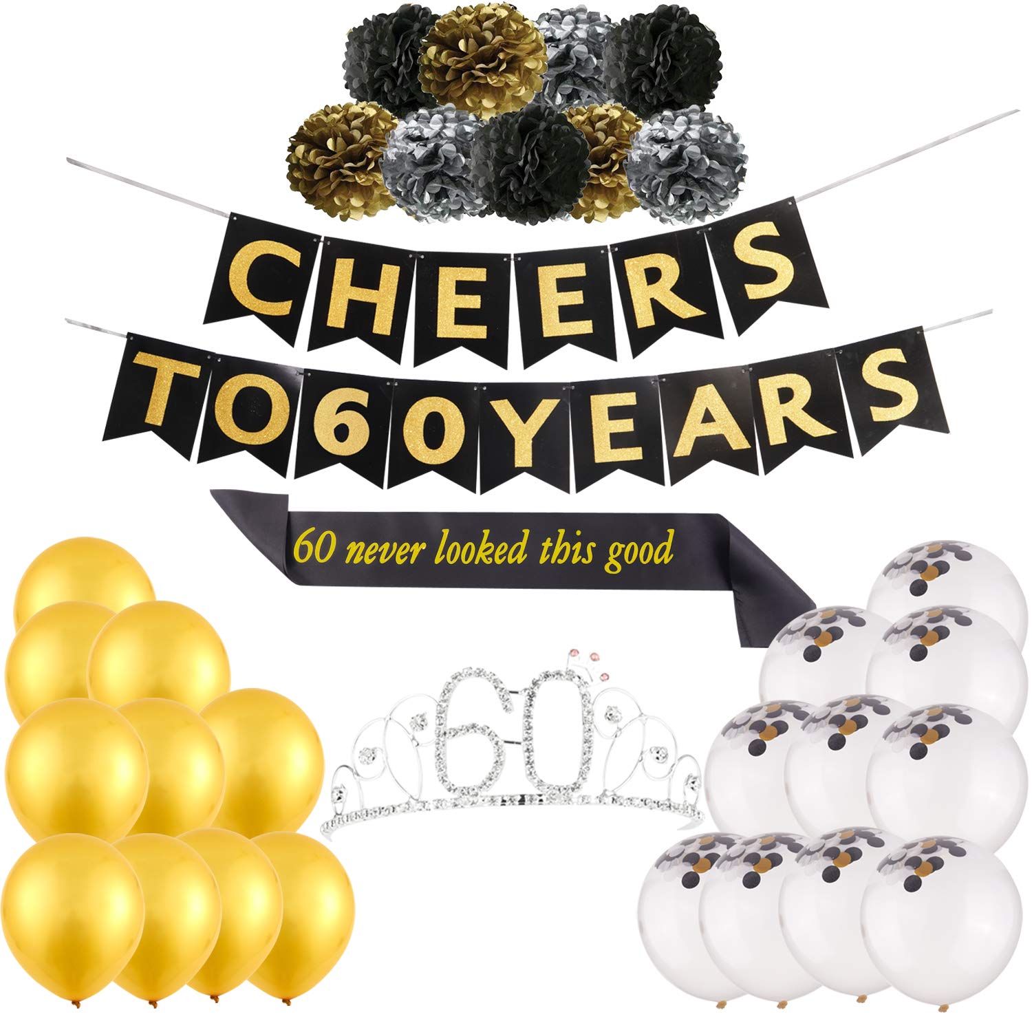 Amazon.com: 60th Birthday Decorations Kit Birthday Tiara and.