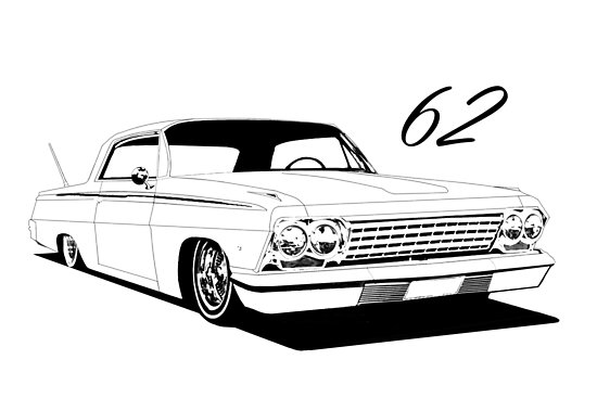 64 Chevy Impala Lowrider Coloring Pages Sketch Coloring Page