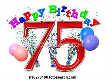 Stock Illustration Happy 75th Birthday Fotosearch Search Clipart.
