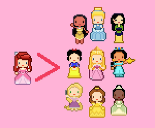 an 8-bit princess and a flat tire genius shown out of order