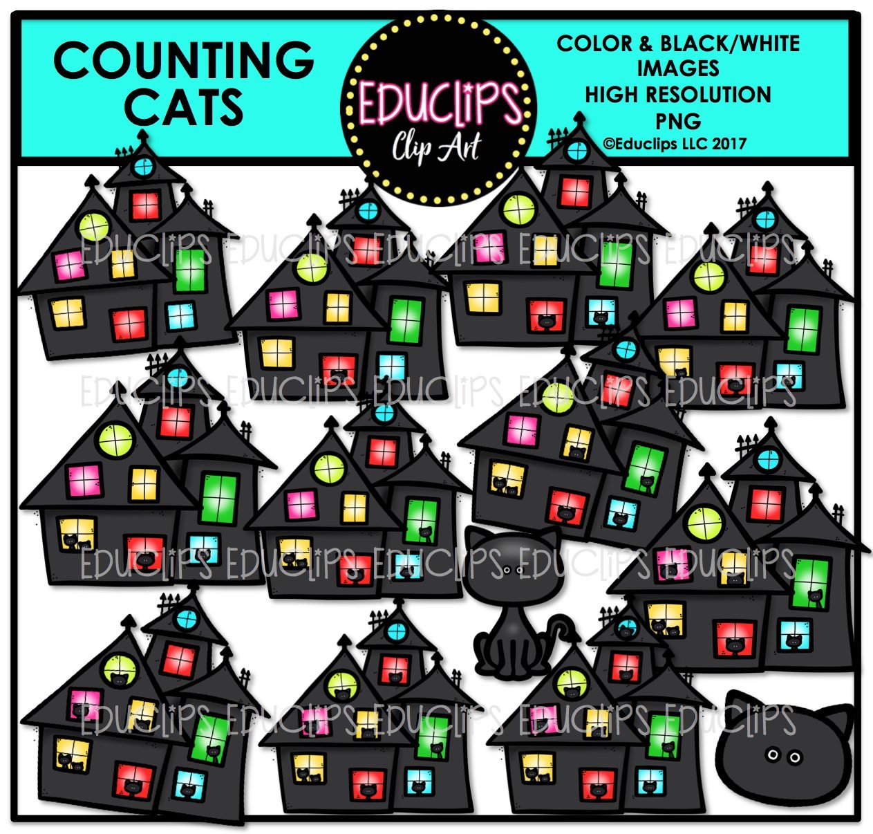 Halloween Counting Clip Art Big Bundle (Color and B&W).