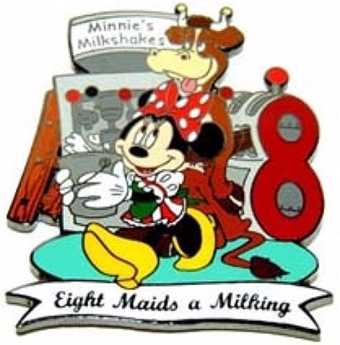 Details about OLD HTF LE Disney pin Twelve 12 Days of Christmas 8 Maids a  Milking Minnie Mouse.