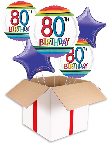 Rainbow 80th Birthday Balloon.